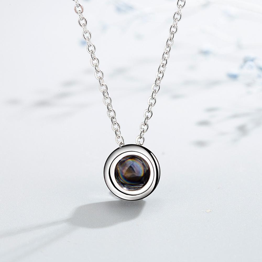 925 Sterling Silver Stylish Simple 100 Languages I Love You Projection Stone Pendant Necklace Birthday Party Anniversary Gift