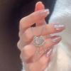 Women Imitation Chalcedony Peace Buckle Zircon Pendant Inlaid Rhinestone Clavicle Necklace