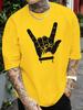 Rock Hand Gesture Print Unisexs T Shirt Heavy Metal Rock Music Fan Short Sleeve Crew Neck Cotton Tee Concert Casual Daily Top