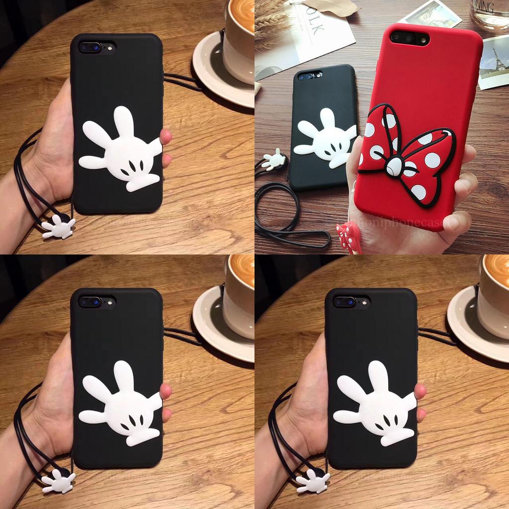 Coque 3d Etuis Housse Cartoon Bow Minnie Mickey Anime Mobile Caoutchouc Silicone