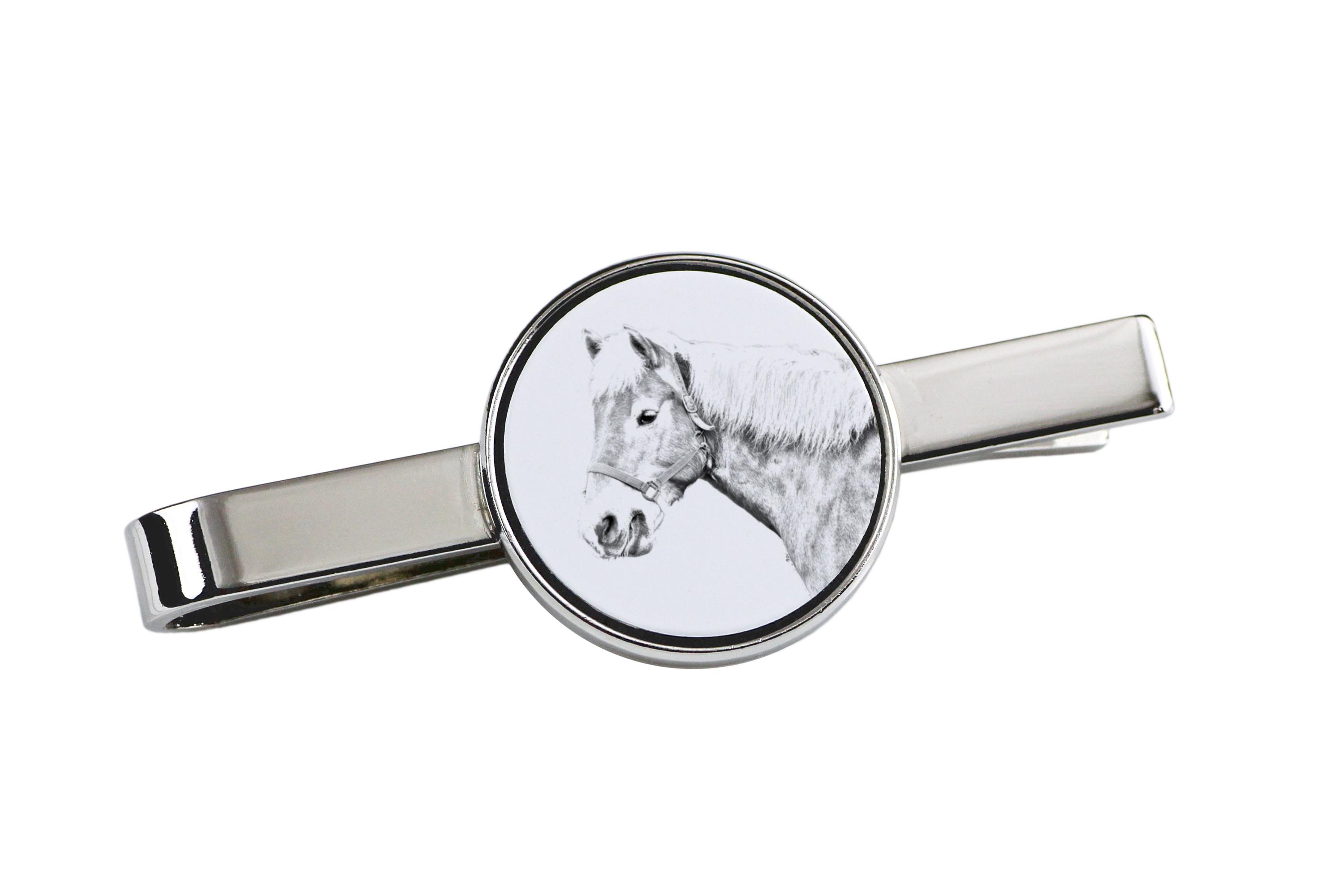 

Haflinger Fohlen - tie clip with a horse, personalized tie clip, a unique gift for a man from the Art-Dog brand срібний