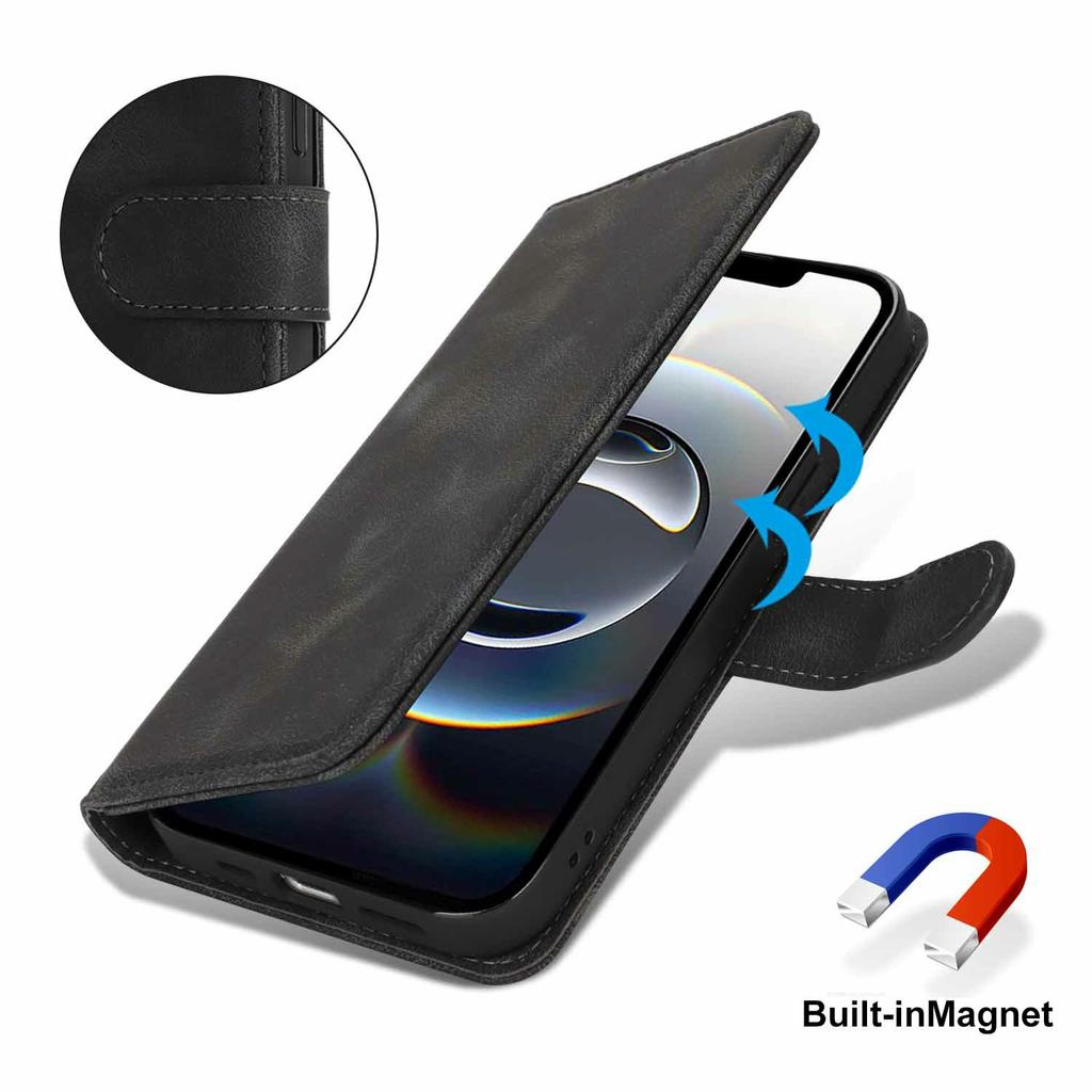 For iPhone 16e Wallet Case Double Folded Edge Skin Touch PU Leather Flip Phone Cover