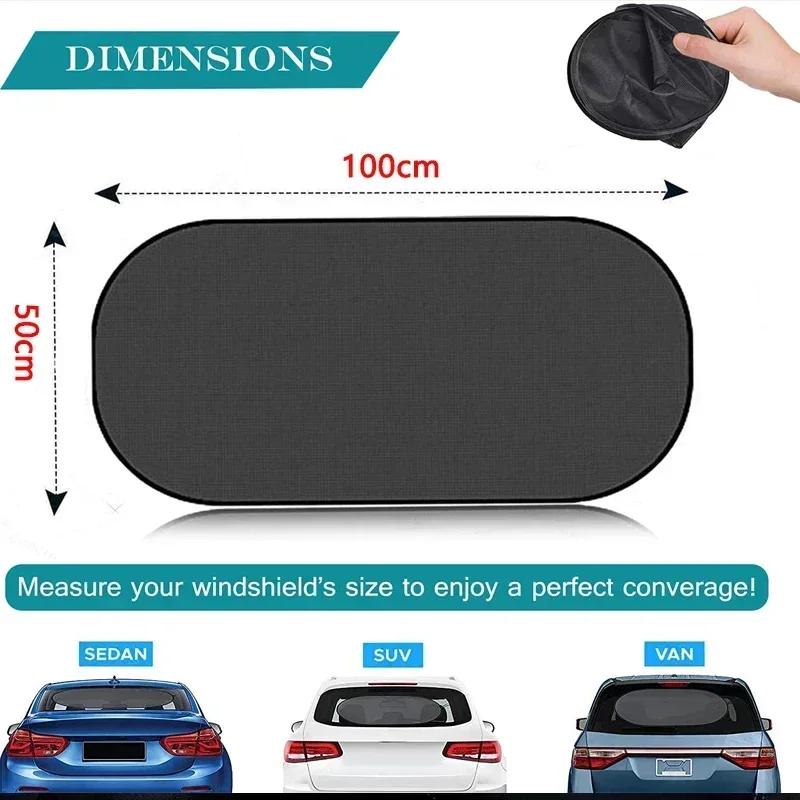 Parasole per auto, protezione UV, pieghevole, per lunotto posteriore, 100x50 cm, universale, con ventose