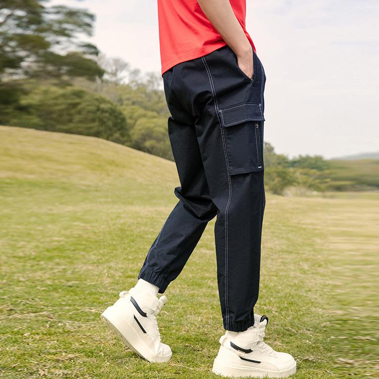 Anta Solid Color Pocket Decorated Drawstring Sweatpants Men Bottoms Black 952221501-2