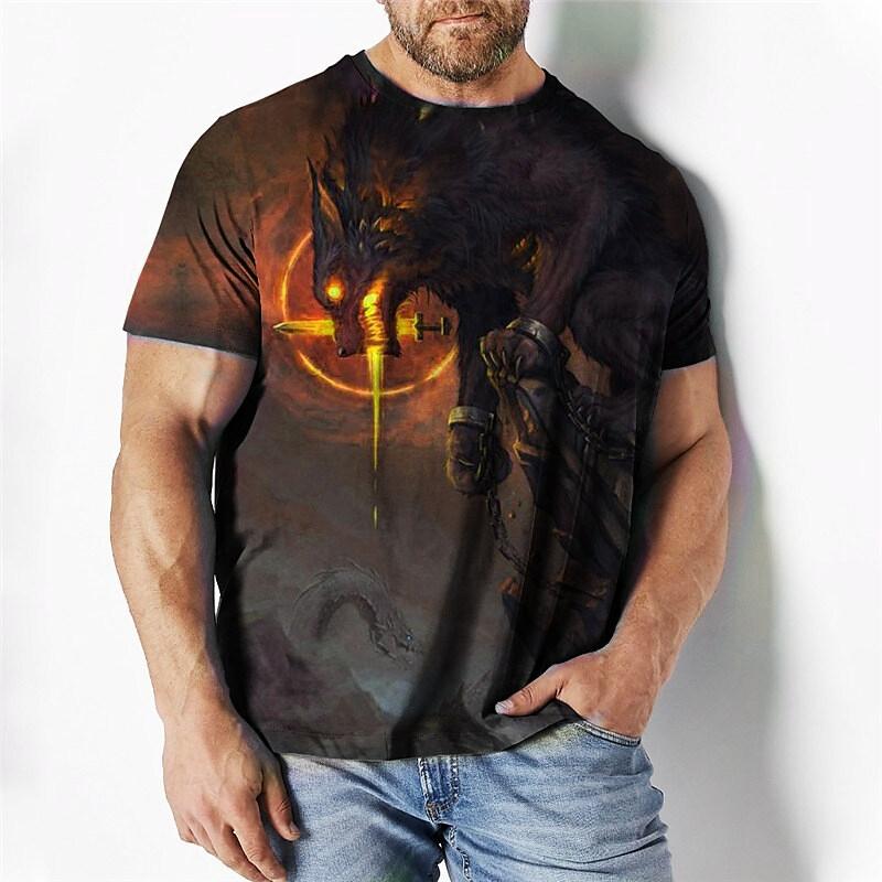 Vintage tričko Pánské letní krátké 3D topy s potiskem lva 2022 pánské oversized oblečení trička s výstřihem do O Výstřih The Boys Tee Streetwear