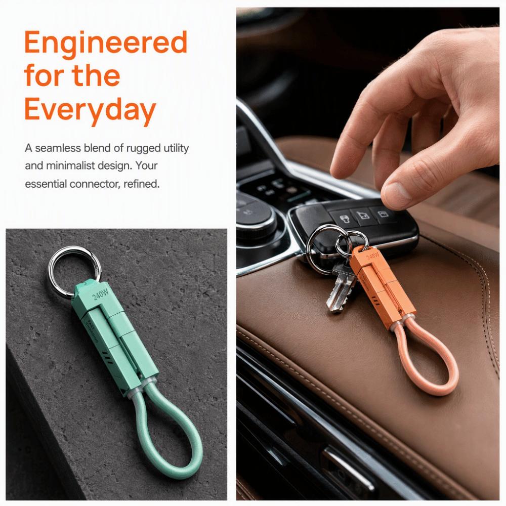 240W PD Fast Charging Cable 4 in 1 Portable Fast Charging Cable 240W Keychain Travel
