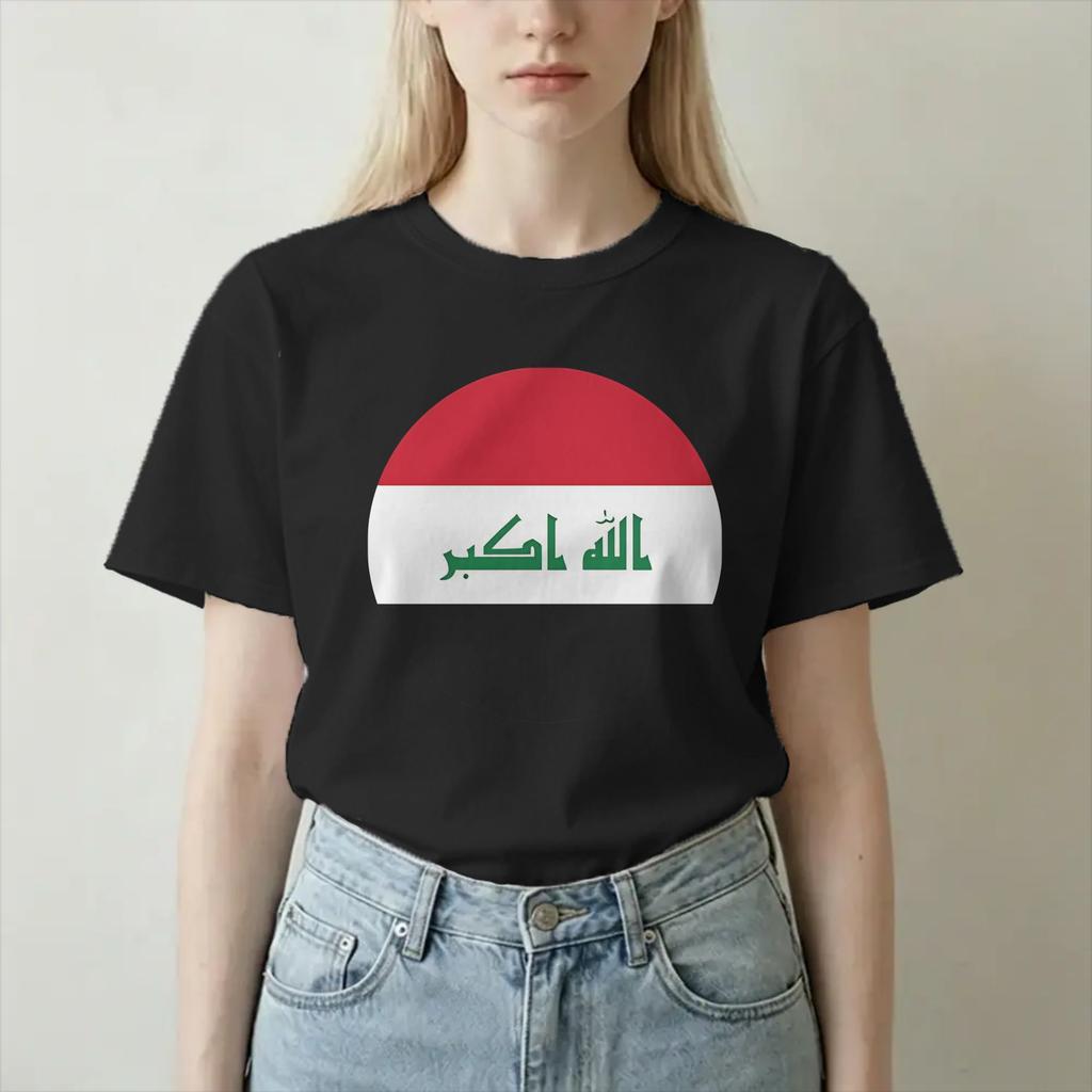 Funny Iraq Circle Flag Soccer TShirt Unisex Unisexs O Neck 100 Cotton T Shirts Short Sleeve Tees Plus Size Tops