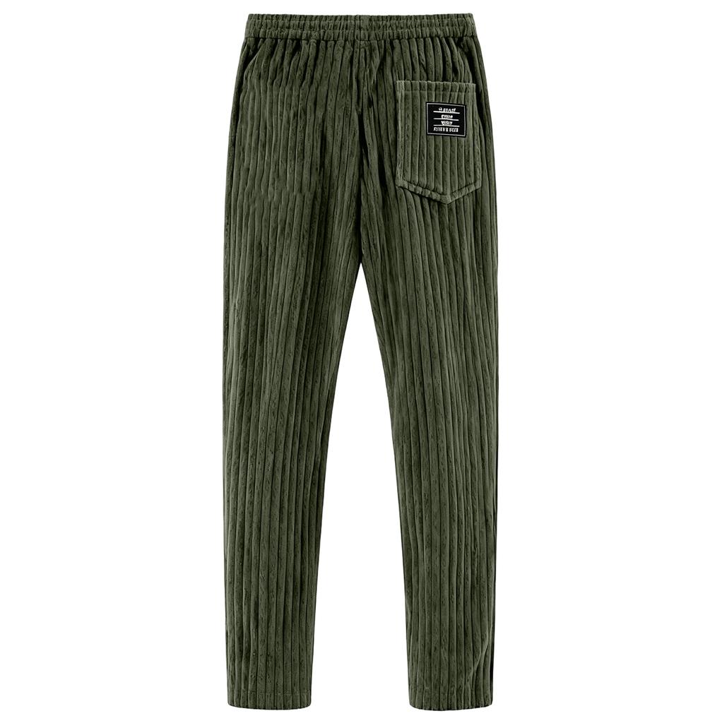 Herren American-Retro Vertikal gestreifte Cordhose - Lockere gerade geschnittene Freizeithose für Herren