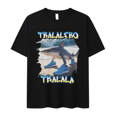 Tralero Tralala Funny Shark Meme Print T Shirts Men's Fashion High Quality Cotton T-shirt Unisex Summer O-Neck Short Sleeve Tees
