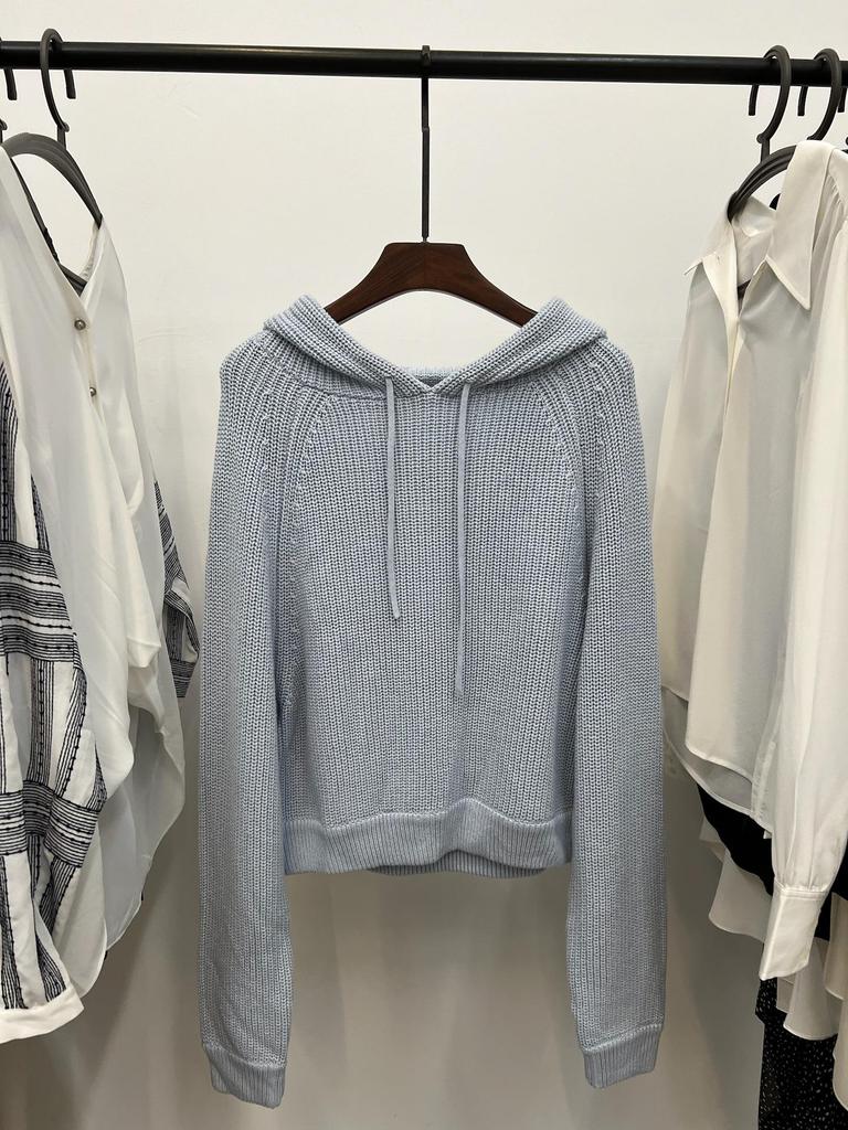 Fashionable Slim Fit Hooded Knit Sweater