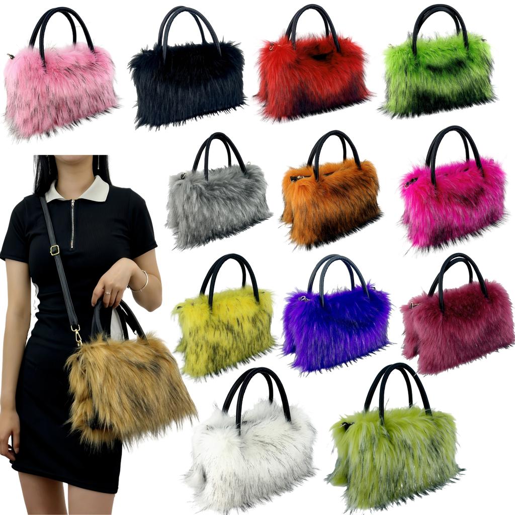 2025 Luxury New Design Women's Faux Fur Handbag Winter Soft Warm Bag Girls Fluffy Large Capacity Tote bag High Quality Fur Purse
