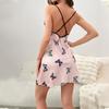Cartoon Butterfly Slip Dress, Imitation Silk, Sexy Backless Slip Nightdress, Simple Wind Ice Silk Silk Nightdress