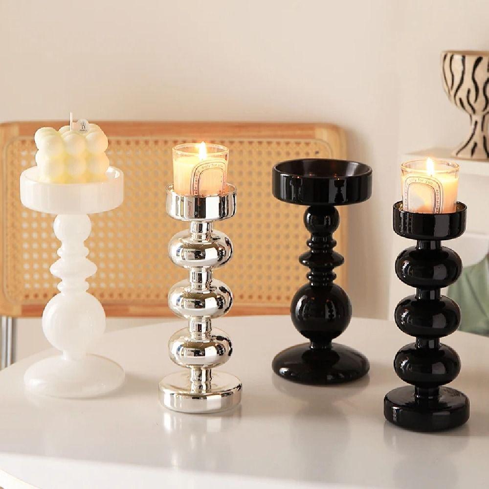 Elegant Glass Candle Holders European Style Tea Light Rack Wedding Candlelight Dinner