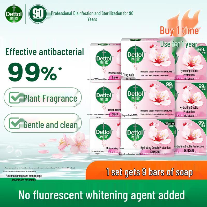 Dettol Moisturizing Antibacterial Health Soap (9-Pack)