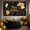 Schwarz Gold Alles Gute zum Geburtstag Hintergrund 180*110cm Geburtstag Party Banner Dekoration Hause Fotografie Hintergrund Hängen Tuch Neue In
