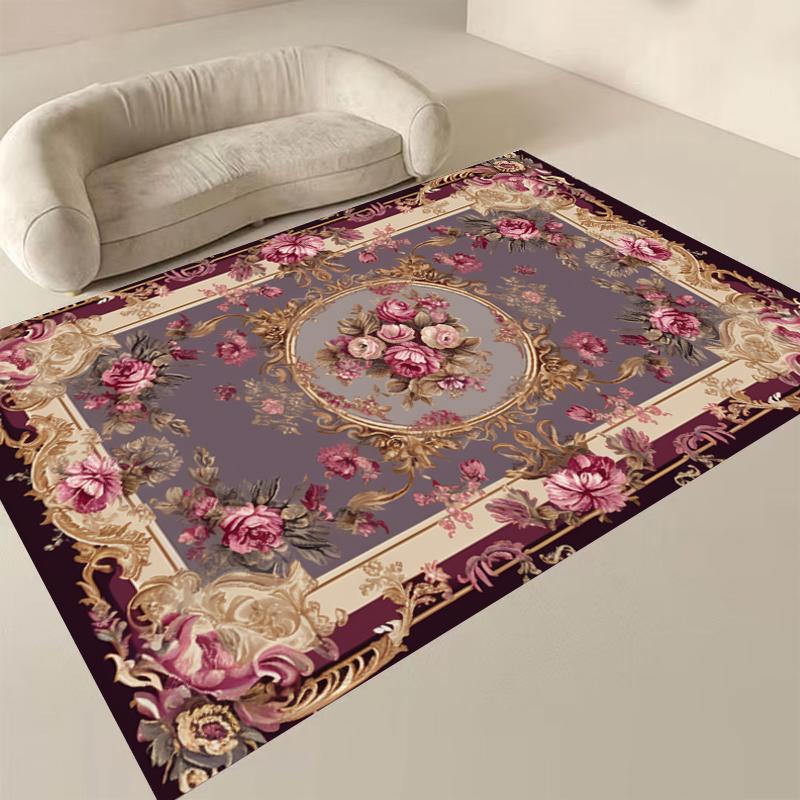 European Floral Carpets for Living Room Luxury Decoration 2x4m Big Size Area Rugs Home Bedroom Carpet Elastic Flannel Floor Mats
