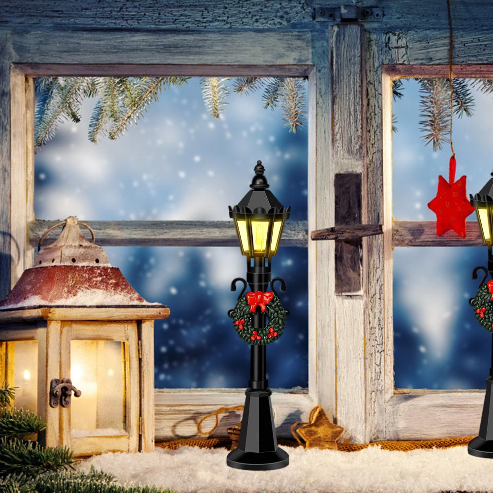 4 ks Vánoční mini modely pouličních lamp Domeček pro panenky Pouliční lampa Miniaturní vesnice Cestička Lucerna