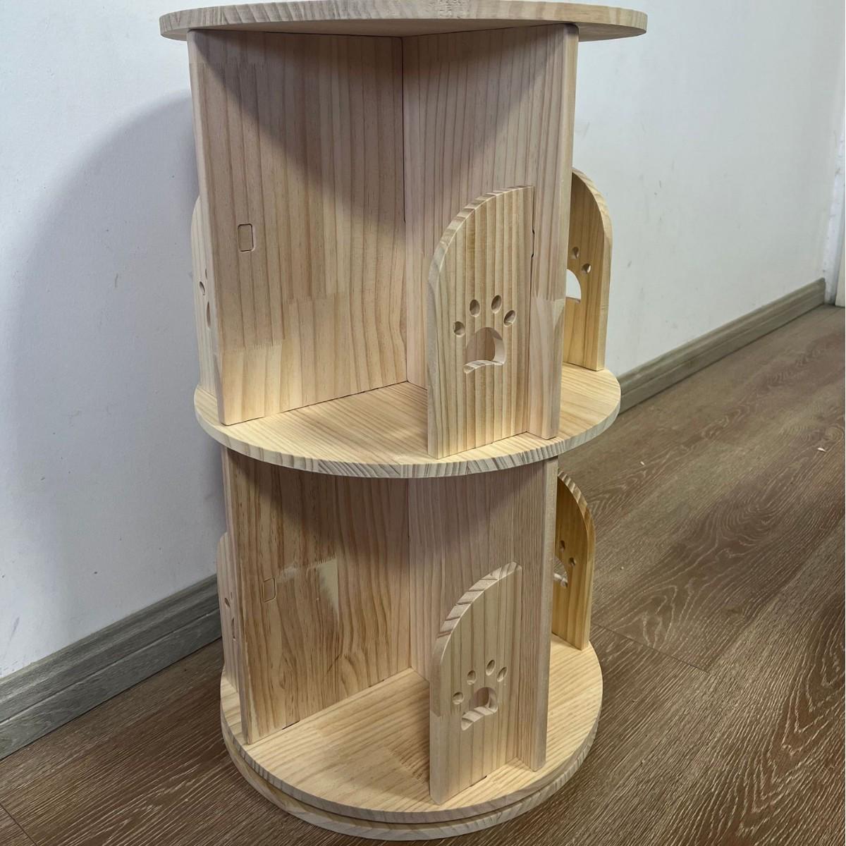 360° Rotating Solid Wood Bookshelf - Space-Saving Multi-Layer Corner Shelf for Children s Books