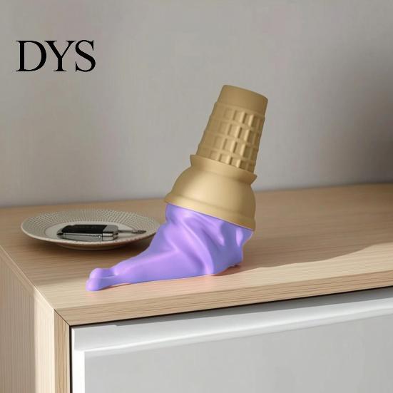 Desk Accessories for Office Melting Ice Cream Ornament, 3D Printed Cone Colorful Entryway Ornaments Sculpture, Fun Tabletop Ornament Home Decoration