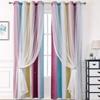 1 Stück Rainbow Fade Doppelschichtvorhänge in Morandi-Farbe, lichtundurchlässiger Vorhang mit Stoff und durchsichtigem
