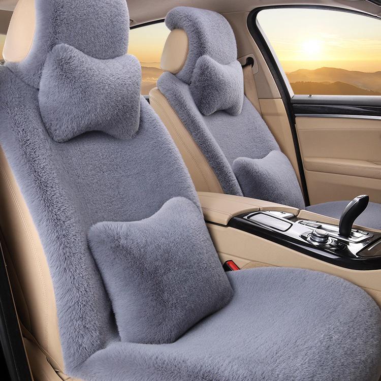 Universal Plush Car Seat Cushion: Thick, Warm Winter Rabbit Fur Cover