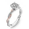 Delicate Two Tone Twist Women Rings Classic 4 Claw Design Shiny CZ Female Wedding Engagement Rings Romantic Girl Gift New