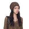 Retro simple and high-end lace button cold hat, warm in autumn and winter, plain knitted stacking hat, small headgear hat
