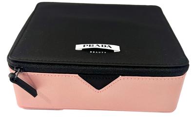 Prada Black Pink Train Case Beauty Fragrance Paradox Cosmetic Pouch Makeup Bag (Empty Makeup Bag) - Approx. M L 7 X H 6 X W 2.5 Cm - 0697