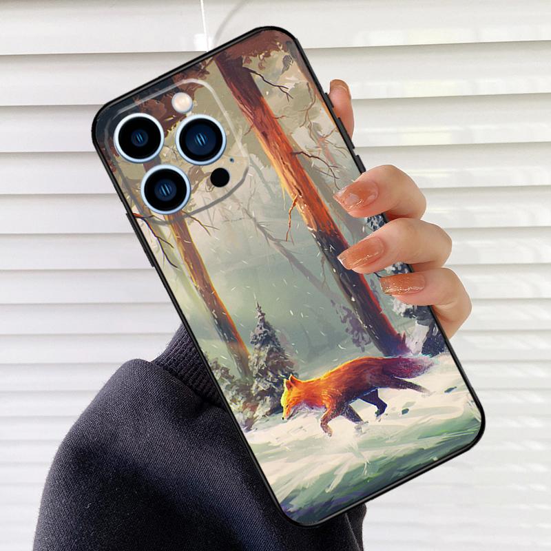 Cute Animal Fox Phone Case For iPhone 16 14 13 12 11 15 17 Pro Max mini 15 16 Plus 16e 17 Air Cover Fundas