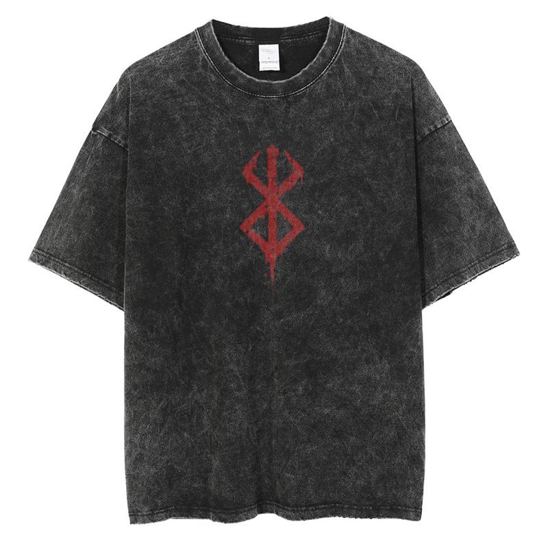 Harajuku Vintage Black Anime Print Men's Streetwear T-Shirt