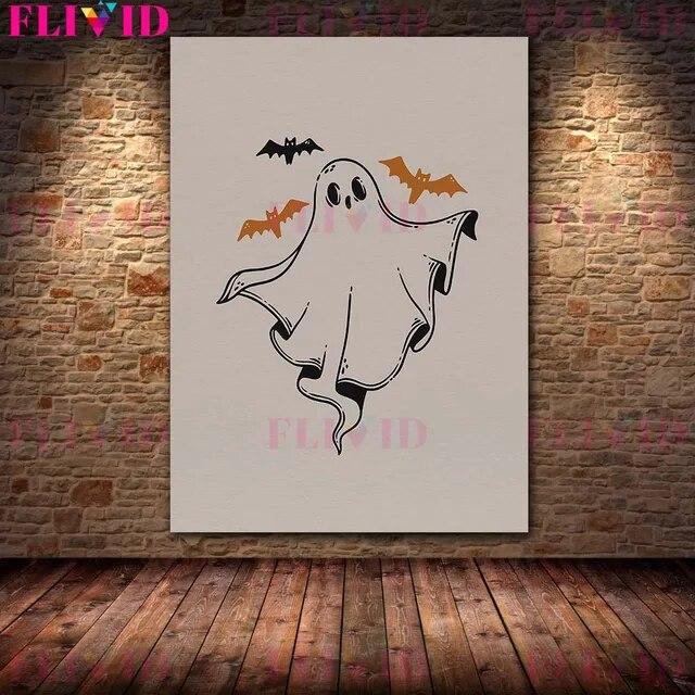 Boho Witchy Potion Art Print Witchy Halloween Broom And Spooky Coffin Wall aArt Canvas Painting Altar Decor Magic Poster Print No Frame