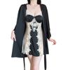 Women's Plus Size Satin Lace Sheer Padded Sleep Dress with Robe Lounge Set