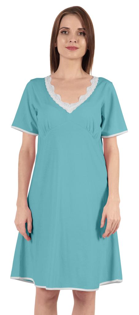 Inkmeso Solid Nightgown Dress For Women Nightwear Lace Short Sleeve Loungewear