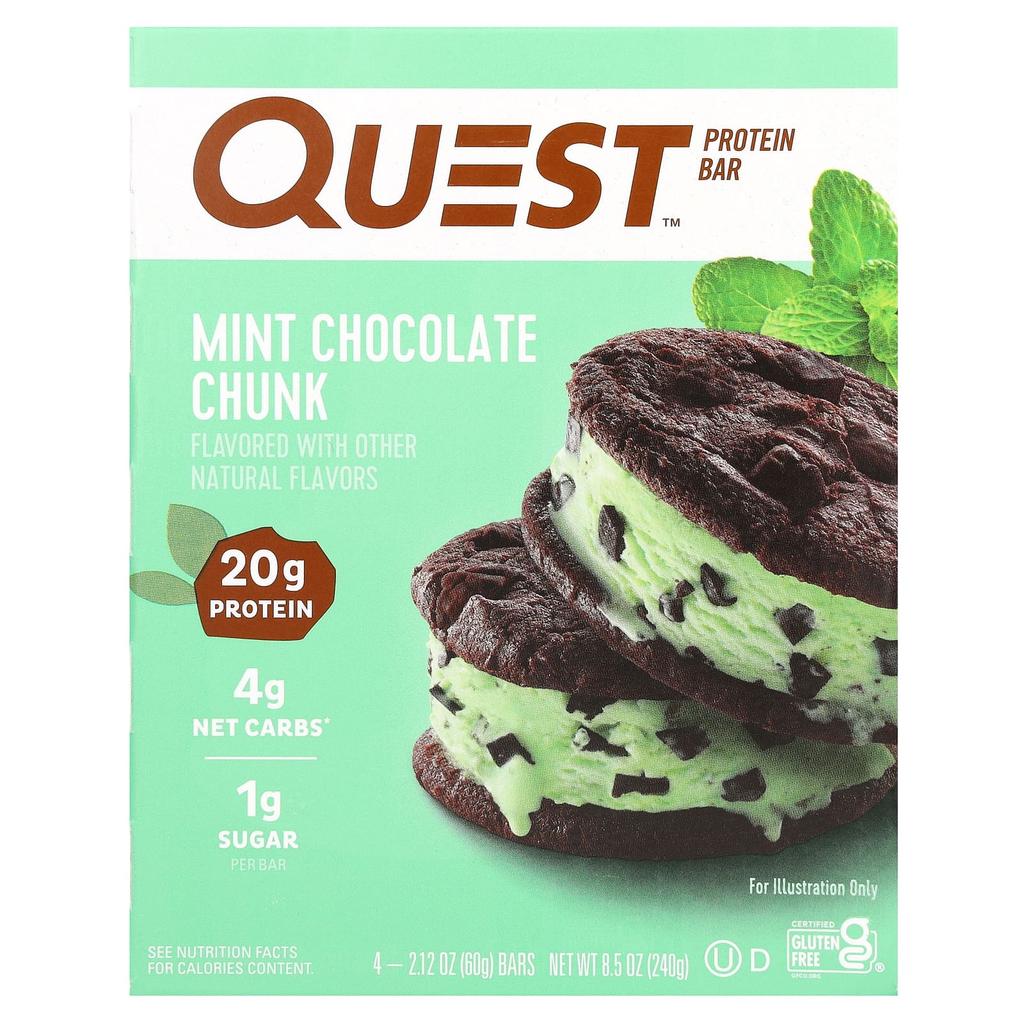 Protein Bar, Mint Chocolate Chunk, 4 Bars, 60G (2.12Oz) Each
