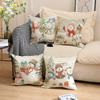 Home Decoration Linen Cushion Cover Christmas Snowman Cartoon Print Pillow Car Cushion