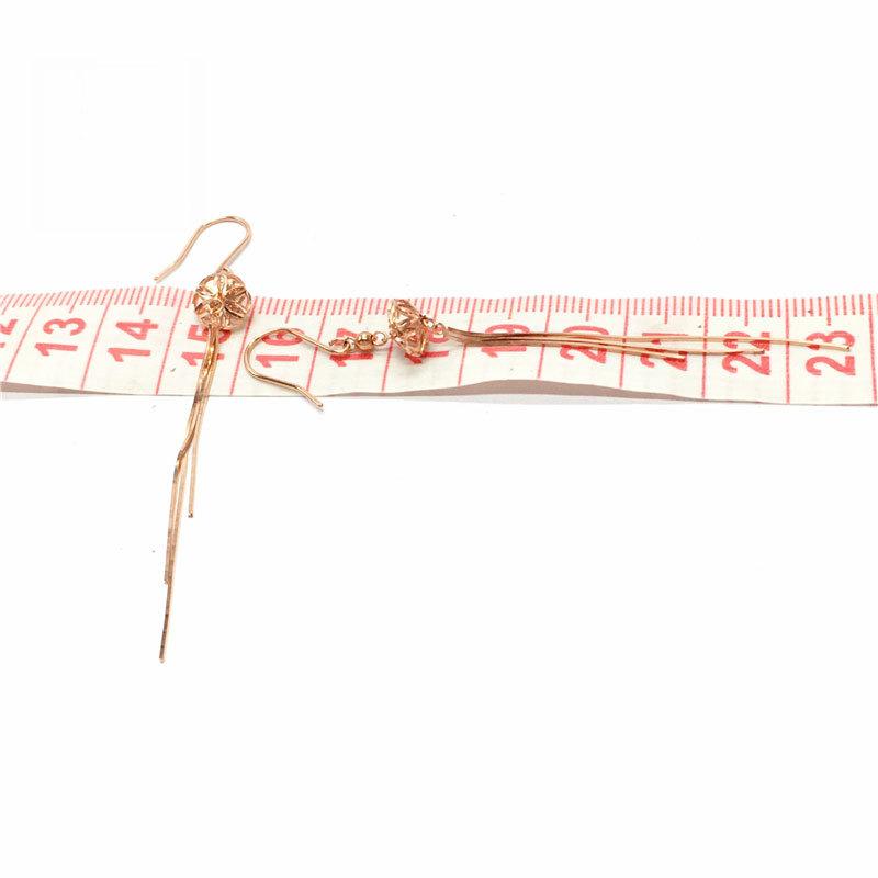 Exquisite Gold Lantern Fringed Long Earrings Russian 585 Purple Gold Simple Exquisite Delicate Rose Gold Plated Women