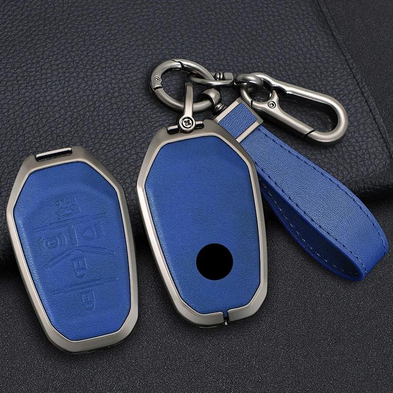 Lega di Zinco+Pelle Custodia Protettiva per Portachiavi Smart Auto Guscio Protettivo Adatta per Ssangyong G4 Rexton Portachiavi Auto Styling Accessori Auto