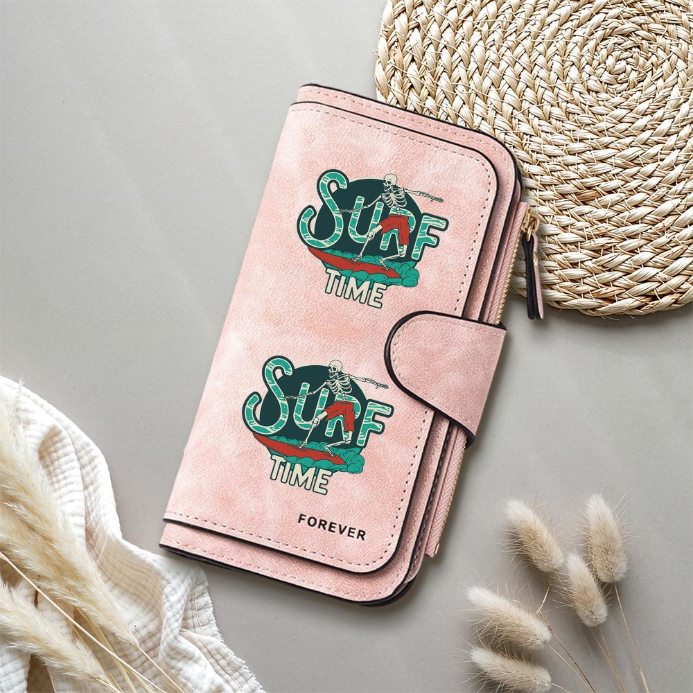 Surf Time Skeleton Pattern Long Wallet Multifunctional Card Holder Leisure Purse