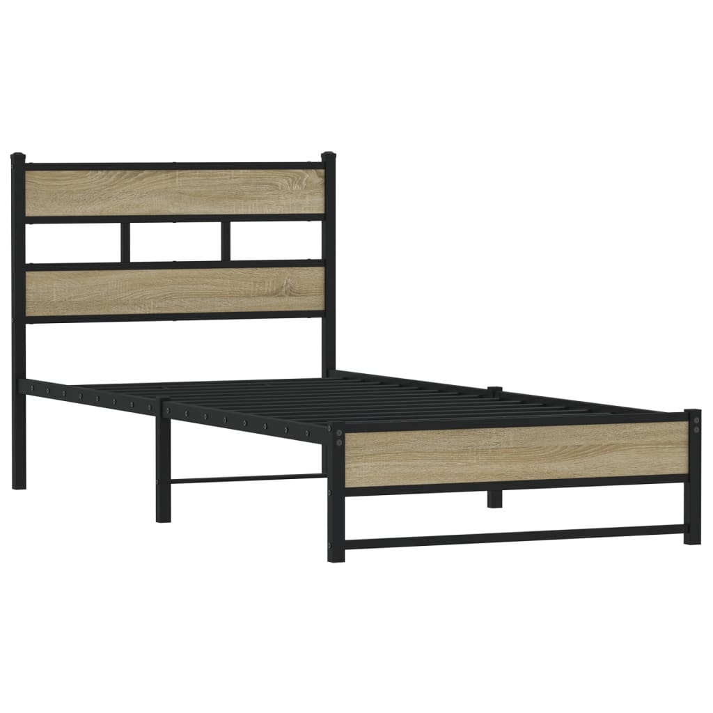 Vidaxl Metal Bed Frame, Without Mattress, Sonoma Oak, 80X200 Cm