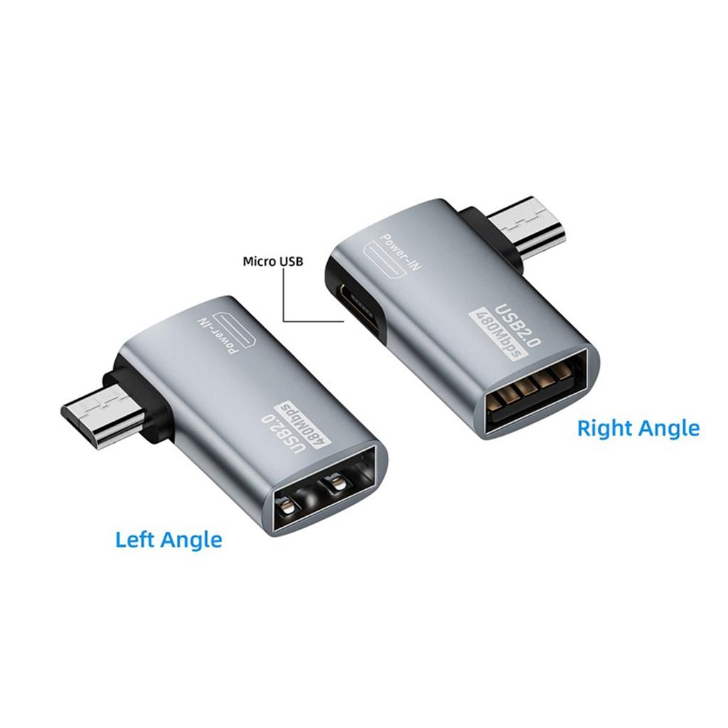 AA58 2Pcs OTG Adapter for Fire TV Stick 90 Degree Left/Right Angle Micro-USB to USB OTG Adapter for Android Phone Tablet