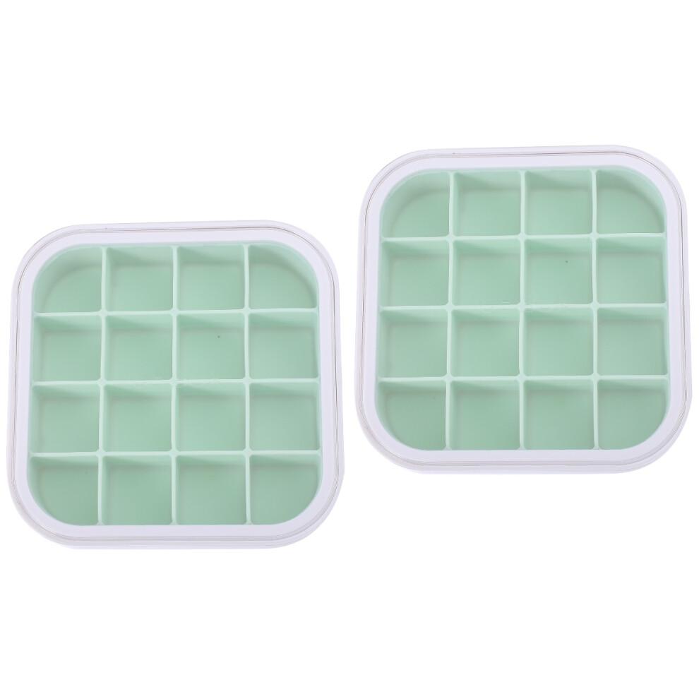 2Pcs 16 Grid Silicone Ice Cube Mold With Lid