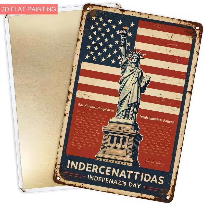 Tin Sign Statue of Liberty USA Flag Vintage Retro Metal Poster Independence Day Wall Decor for Home Bar Garage Man Cave Hot Sum