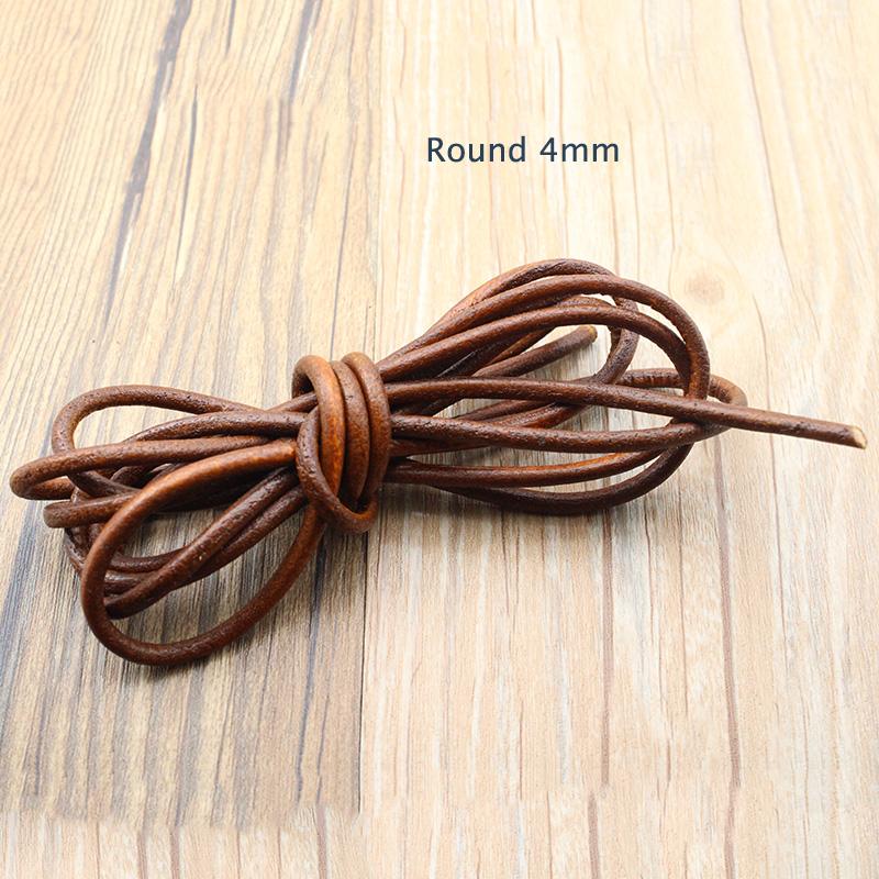 2m 1.5- 8 mm Retro Brown Genuine Cow Leather Cord for Jewelry Findings Flat Round Strap String Rope DIY Bracelet Necklace Making