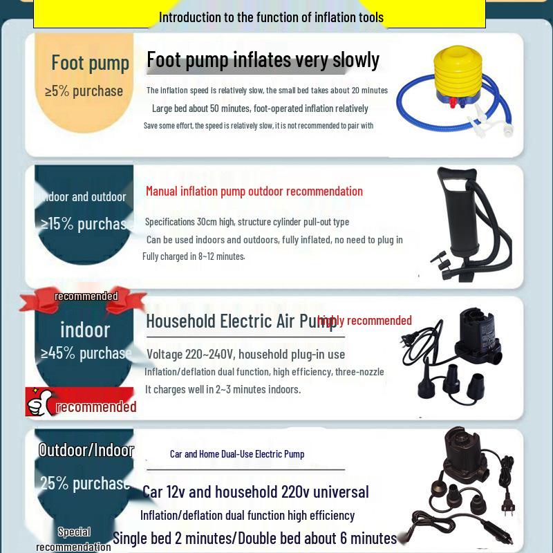 Inflatable Single or Double Foldable Camping Air Mattress