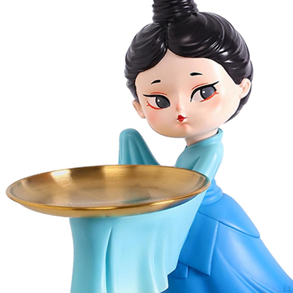 Chinese Style Serving Tray Figurine Sculptures Jewelry Trinket Statues for Home Table Decor Cookie