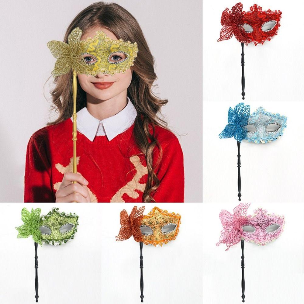 Halloween Dressing Butterfly Hand Hold Mask Party Face Mask  Halloween Prop Accessories