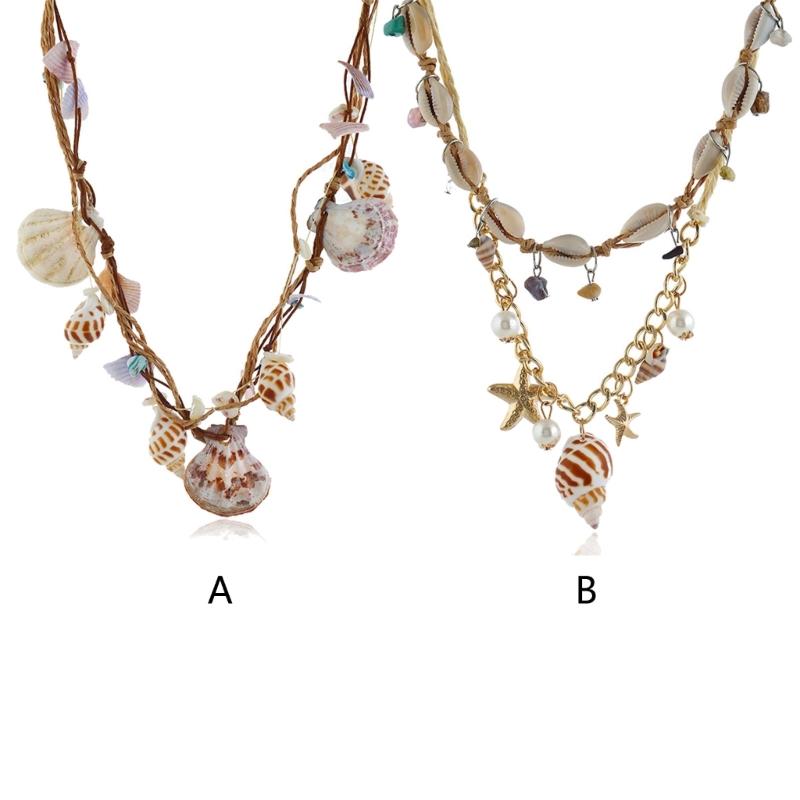 Unique Starfish Shell Choker Necklace for Women Retro Large Conch Collar Necklace Statement Pendant Neck Jewelry Gift