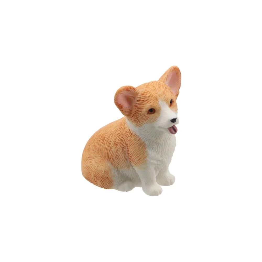 Figurines Mignonnes de Chiens de Simulation Miniatures Mini Animaux Corgi Modèle en Résine Ornement de Voiture pour Décoration de Maison Accessoires Cadeau pour Enfants
