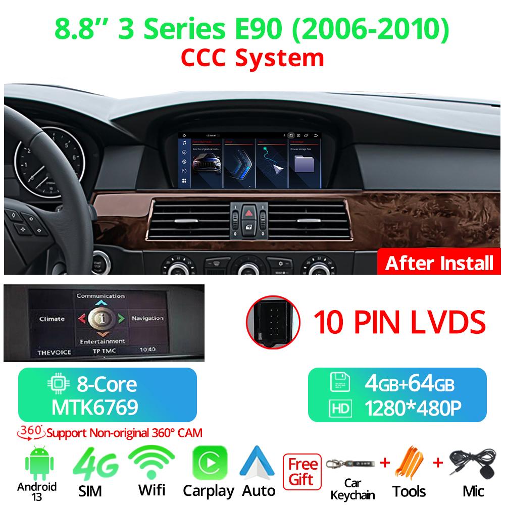 8.8" Wireless Carplay Car Radio For BMW 3 Seires E90 LHD 2006-2012 CCC CIC System Android 13 GPS Multimedia Video Player FM BT
