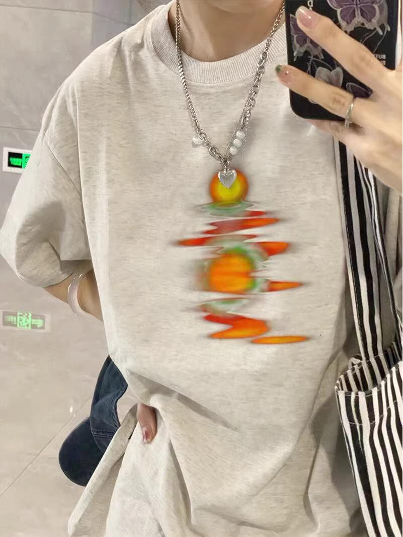 

2025 Summer Women s Pure Cotton Grey Short-Sleeved T-Shirt – American-Style Loose Fit L білий